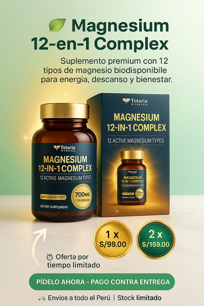 Magnesium 12 en 1  Complex – Energía, Calma y Bienestar Total